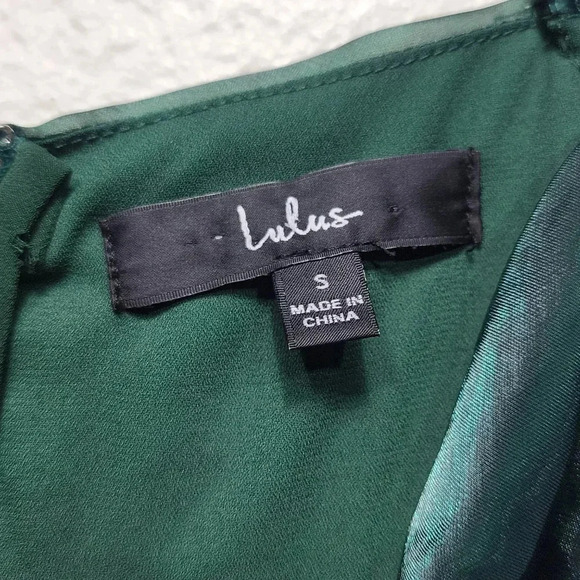 Lulus Remarkable Sensation Emerald Green Puff Sleeve Tiered Midi Dress S Wedding - Picture 12 of 12